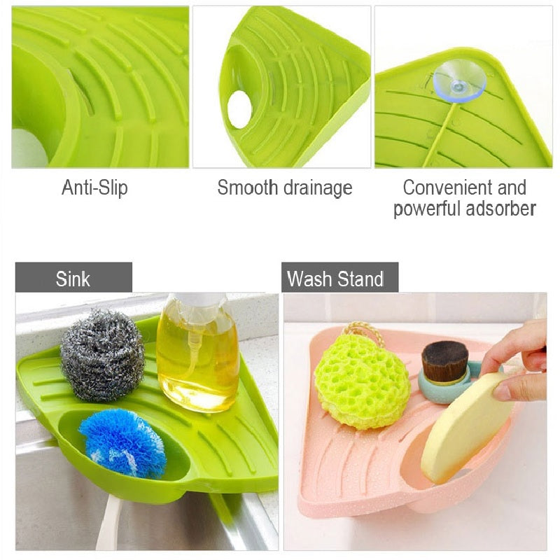 Portable Suction Corner Shelf For Kitchen