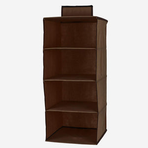 DecorADDA 4 Shelf Hanging Organizer | Foldable Wardrobe Sorter (Dark Brown)