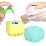 DecorADDA Handheld Bath Scrubber Massage Shower Cleansing Silicone Brush with Shampoo Shower Gel Dispenser | Scalp Brush