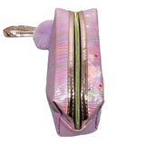 DecorADDA PINK Print PVC Pouch with Floating Glitter Sequins