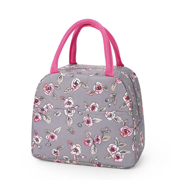 DecorADDA Insulated Lunch Bag - Brown Rose Print