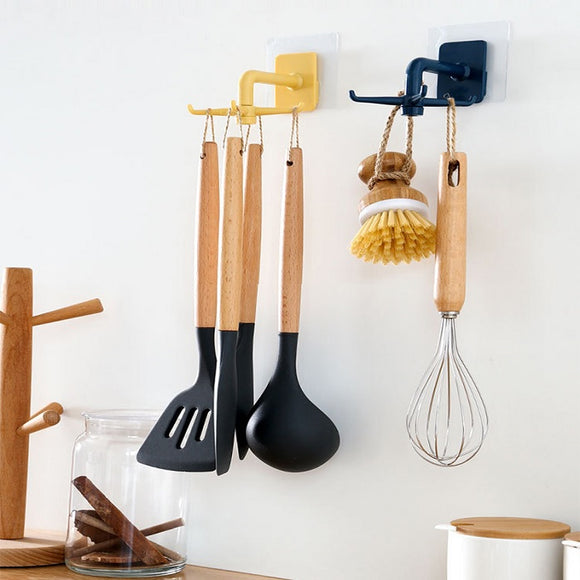 DecorADDA Magic Stick-on Kitchen Utensils Holder Hooks (2 Pcs Set)
