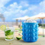 Silicone Ice Cube Maker | Space Saving Ice Cube Genie Bucket for Home, Party, Picnic